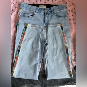 Knox Rose 🌈 Light Wash Jeans Size 6 Boho Stripe Side Stretch Denim